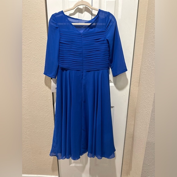 NWT LanTing Bridal Royal Blue A-line Boatneck Okeated Chiffon Dress, 6 - Picture 3 of 11